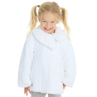Girls Fluffy Warm Winter Faux Fur Jacket White