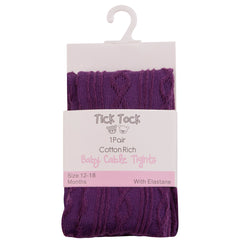 Baby Cable Knit Purple Tights 1 Pair