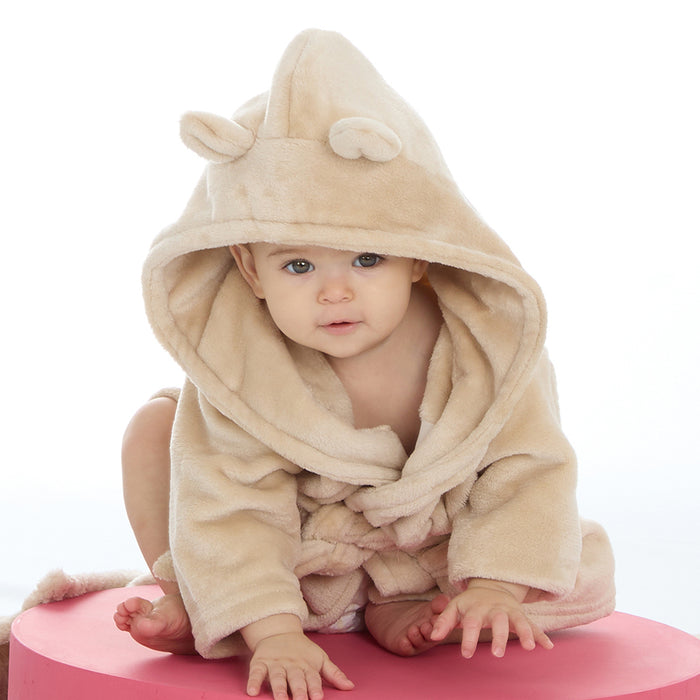 Personalised Baby Bear Ears Beige Robe