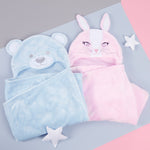Baby Bunny Hooded Pink Blanket