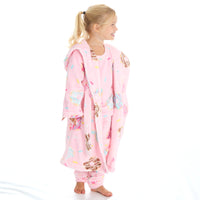 Girls Matching Nightwear Set Donut Printed Pyjamas and Dressing Gown