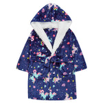 Girls Unicorn Navy Robe