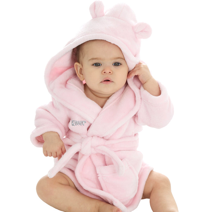 Personalised Baby Bear Ears Pink Robe