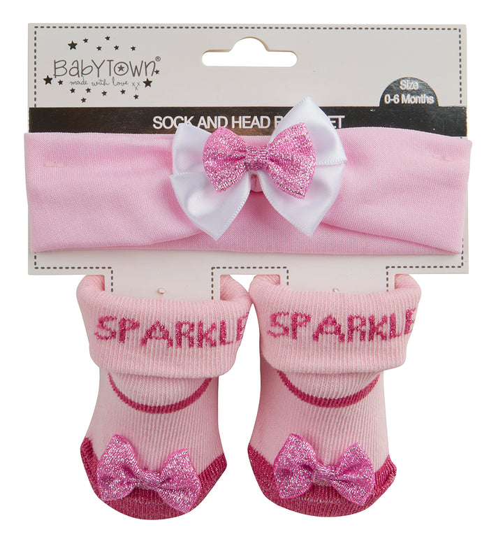 Baby Girl Socks and Headband Pink Set