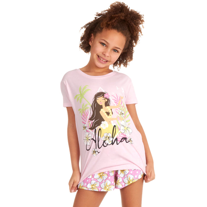 Girls Aloha Floral Print Pyjama Set