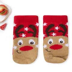 Baby Christmas Reindeer 3 Piece Hat Bib and Socks Gift Set
