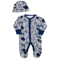 Baby Safari Animals Sleepsuit and Hat 2 Piece Set