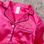 Personalised Girls Satin Pink Long Pyjama Set 