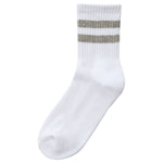 Girls Cotton Rich White Sport Socks with Grey Stripe