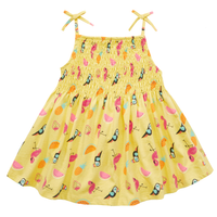 Girls Summer Yellow Tropical Beach Dress 