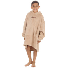 Personalised Boys Beige Plain Oversized Blanket Hoodie