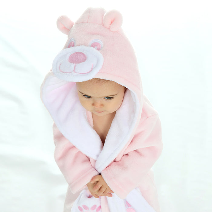 Personalised Baby Teddy Bear Robe Pink