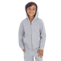 Boys Girls Plain Cotton Rich Tracksuit Zip Up Hoodie and Joggers Set Grey