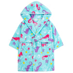 Girls Seahorse Aqua Robe