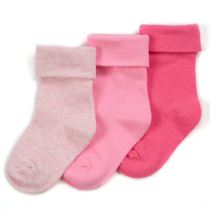 Baby Roll Top Pink Socks 3 Pairs