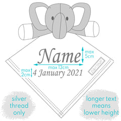 Personalised Baby Elephant Blue Comforter