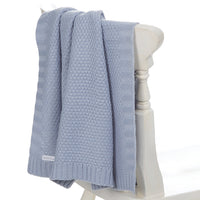 Baby Knitted Dusky Blue Blanket