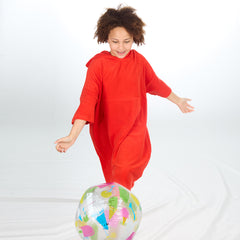 Girls Red Towelling Beach Cover Up 