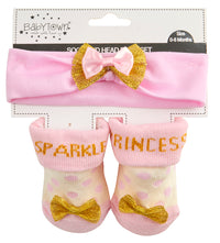 Baby Girl Socks and Headband Gold Set