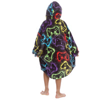 Boys Checked Plush Fleece Oversize Hoodie with Sherpa Lined Hood Gamer