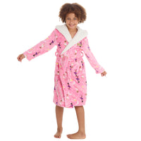 Personalised Girls Pink Ballerina Hooded Dressing Gown with Gold Thread Embroidery