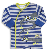 Baby Striped Race Sleepsuit and Hat 2 Piece Set
