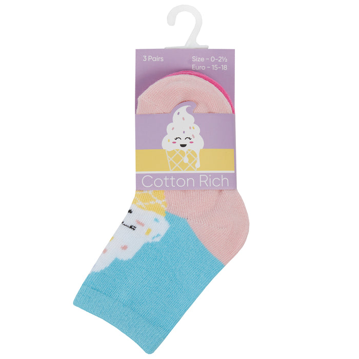 Baby Cotton Rich Ice Cream Socks 3 Pairs