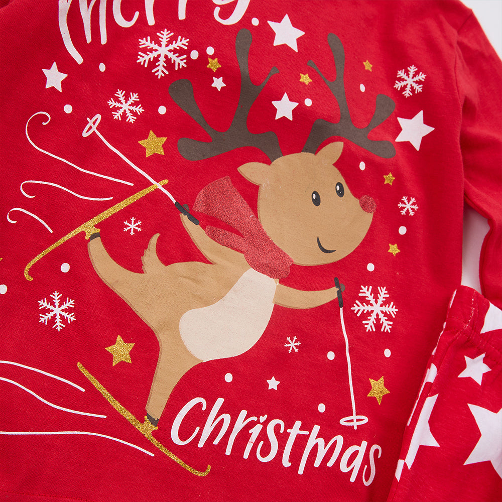 Unisex Infant Kids Red Reindeer 100 Cotton Long Sleeve Pyjama Set 2 6 Years Minikidz