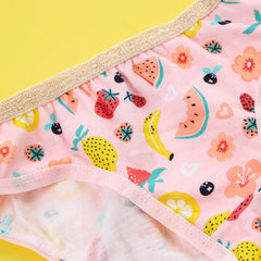 Girls 100% Cotton Fruits Briefs 5 Pack