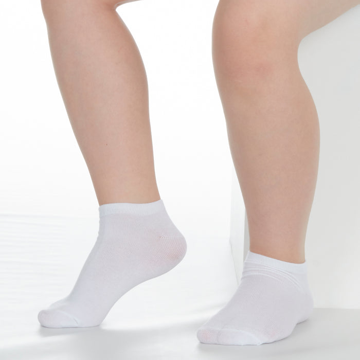 Kids 6 Pairs Plain Bamboo Trainer Liner Socks White