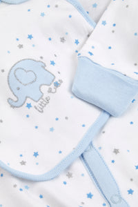 Baby Little Cutie Blue Sleepsuit Hat and Bib 3 Piece Set