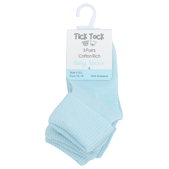 Baby Turn Over Top Blue Socks 3 Pairs