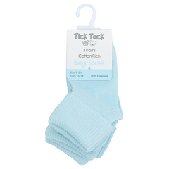 Baby Turn Over Top Blue Socks 3 Pairs