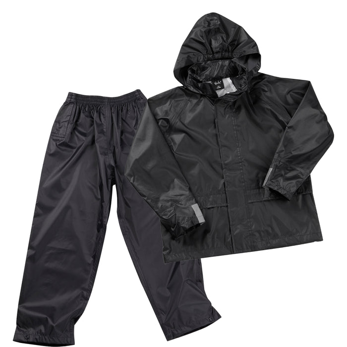 Boys Girls Unisex Waterproof Jacket and Trouser Set Black