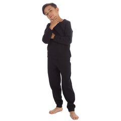 Boys Plain Cotton Rich Tracksuit Sweatshirt and Joggers Set Black