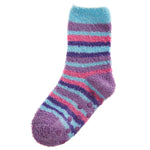 Baby Girls Sherpa Slipper Socks with Grippers Purple Blue