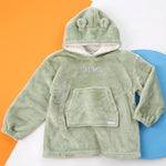 Personalised Toddler Bear Ears Sage Oversized Blanket Hoodie