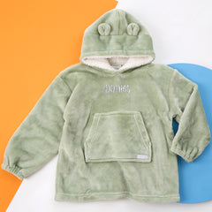 Personalised Toddler Bear Ears Sage Oversized Blanket Hoodie