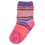 Baby Girls Sherpa Slipper Socks with Grippers Purple Stripe