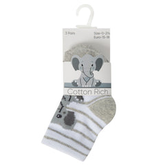 Baby Cotton Rich Elephant Socks 3 Pairs