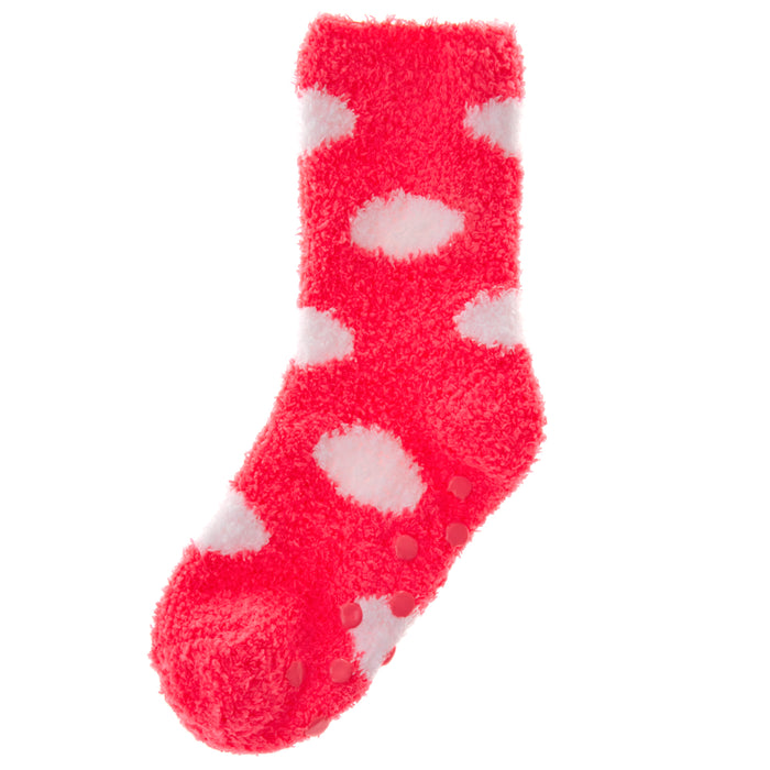 Baby Girls Sherpa Slipper Socks with Grippers Pink Dot