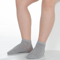 Kids 6 Pairs Plain Bamboo Trainer Liner Socks Grey
