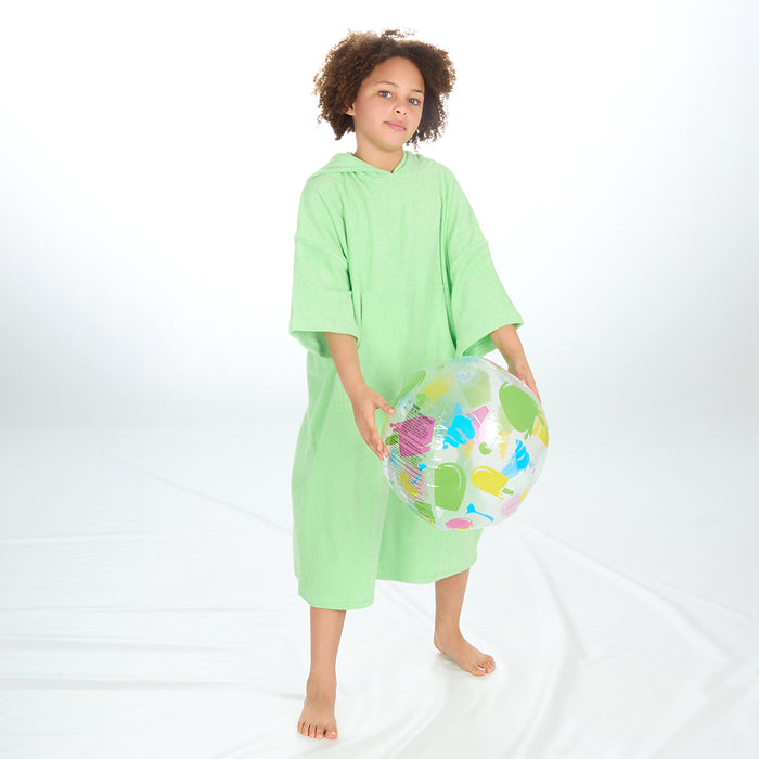 Girls Green Towelling Beach Cover Up 