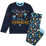 Mens Chanukah Theme Pyjamas Sets Navy	