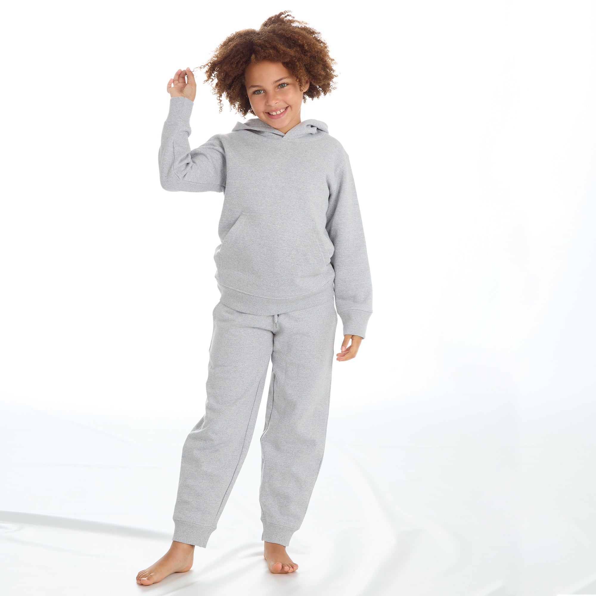 Boys Girls Plain Cotton Rich Tracksuit Hooded Sweatshirt and