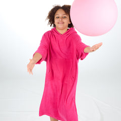 Girls Pink Towelling Beach Cover Up 