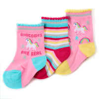 Baby Cotton Rich Pink Unicorn Socks 3 Pairs