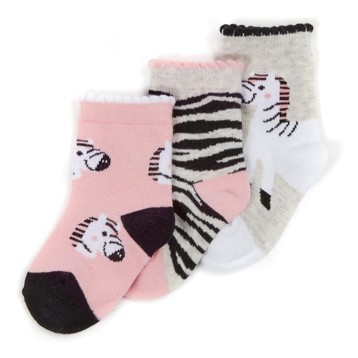 Baby Scalloped Zebra Socks 3 Pairs 