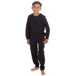 Boys Plain Cotton Rich Tracksuit Sweatshirt and Joggers Set Black