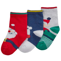 Babies Cotton Rich Christmas Design Socks 6 Pairs Santa + Teddy